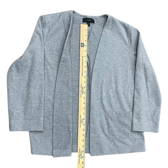 J.Crew Gray Open-Front Sweater Blazer Cardigan Sz M Preppy Knit Stretch Sweater - Picture 2 of 6